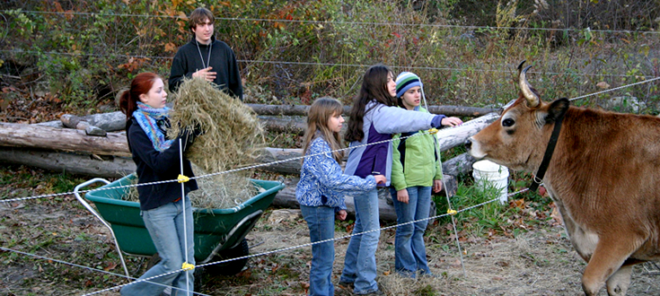 kids with cow