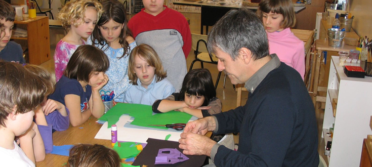 children doing art project